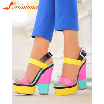Multicolor Chunky High Heels